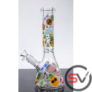 COOL PINEAPPLE GLASS BEAKER WATER PIPE 10inch (GLOW IN THE DARK)